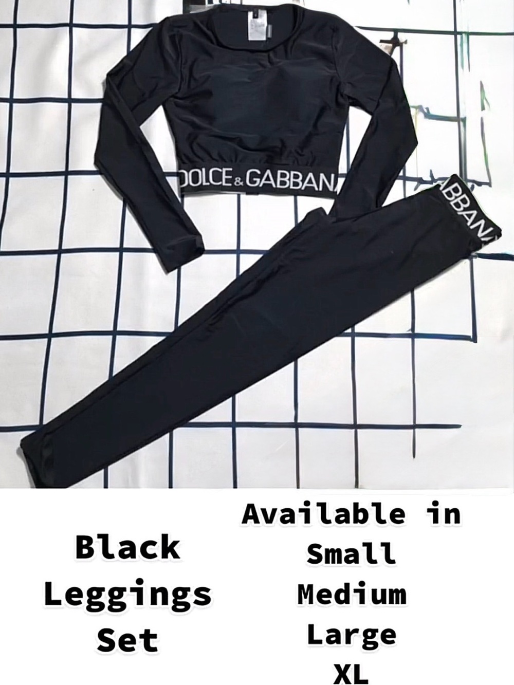 Dolce & Gabbana Black Leggings and Long-Sleeve Crop Top Set
